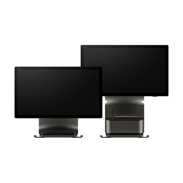 Two countertop point-of-sale monitors
